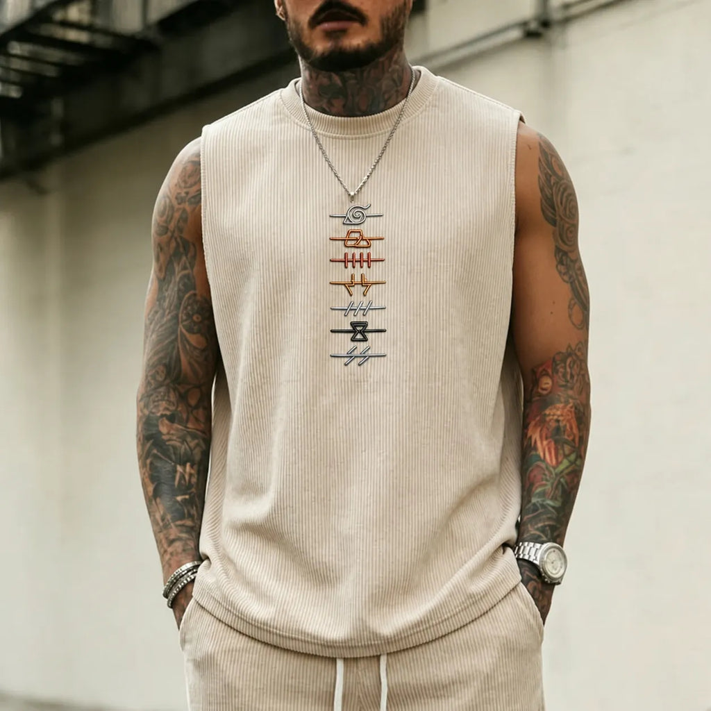 NINDO Unisex Anime-Style Retro Corduroy Tank Top