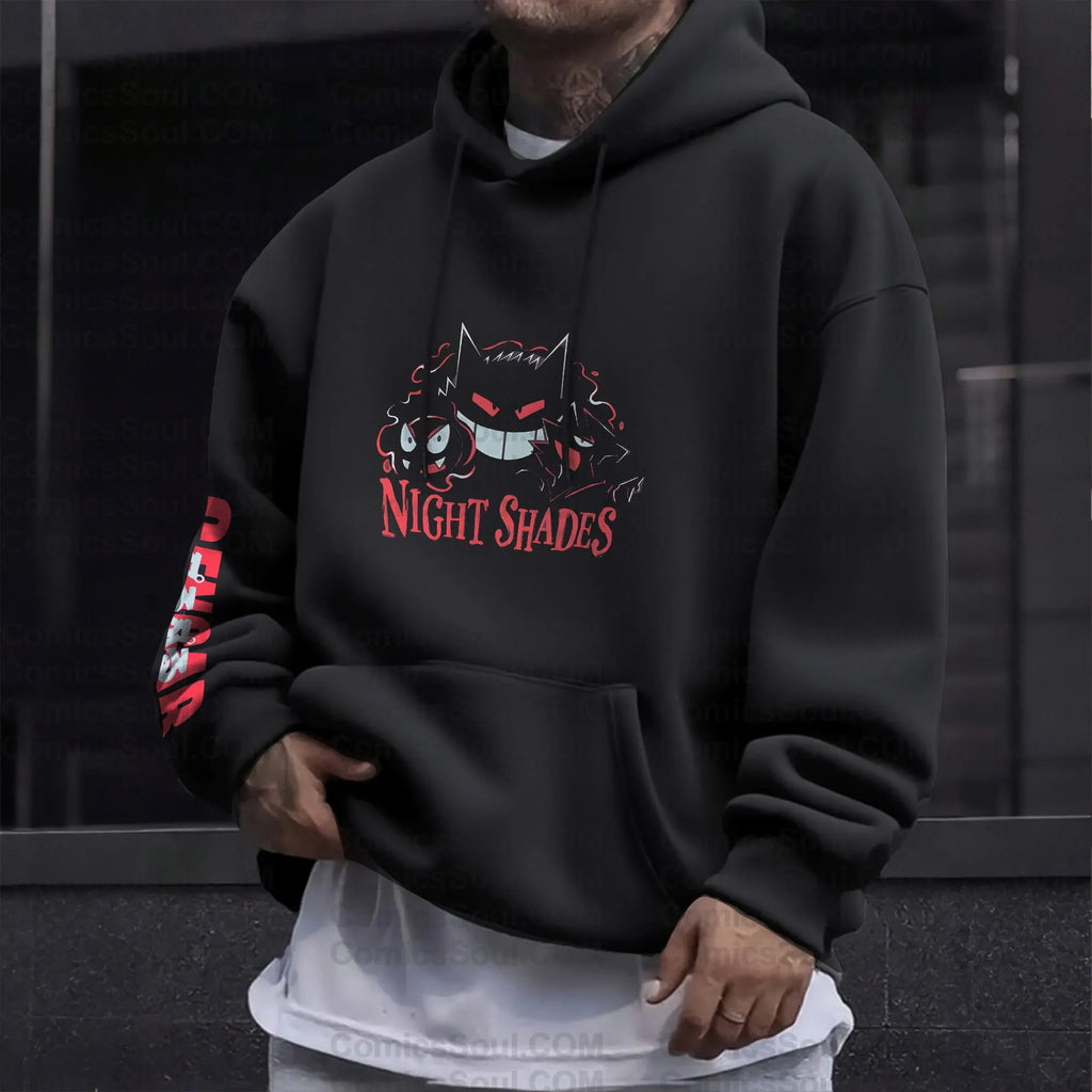 PKM-Unisex Anime Graphic Streetwear Vintage Plush Hoodie| Gengar