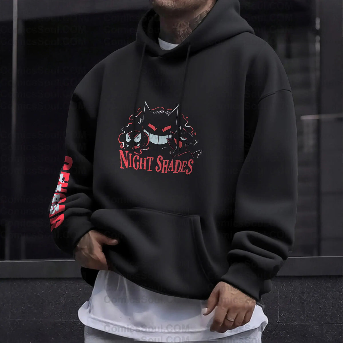 PKM-Unisex Anime Graphic Streetwear Vintage Plush Hoodie| Gengar