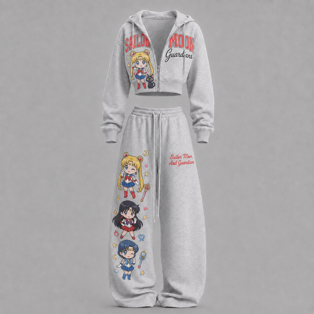 Sailor Moon-Short zip-up sweatshirt set