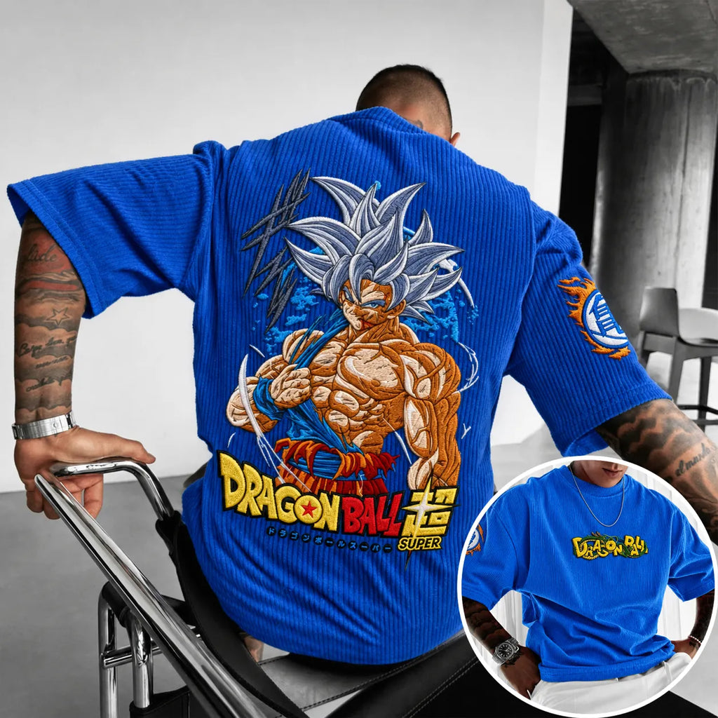 Dragon Ball Unisex Anime-Style Retro Corduroy Oversized T-Shirt