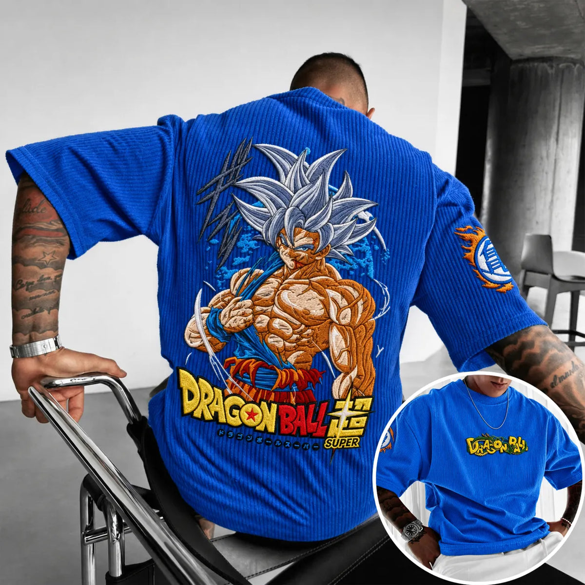 Dragon Ball Unisex Anime-Style Retro Corduroy Oversized T-Shirt