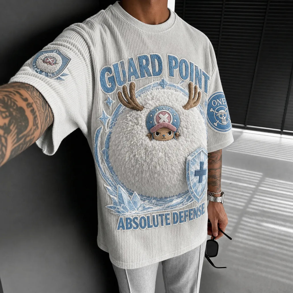 One Piece Unisex Short-Sleeve Corduroy T-Shirt With Anime Print