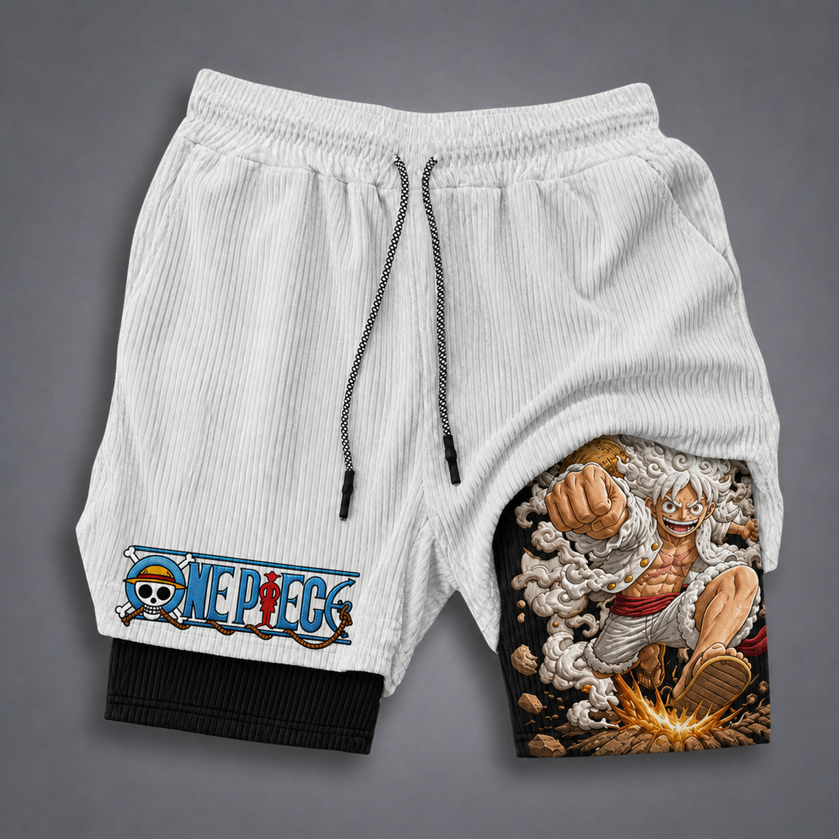 One Piece Unisex Double-layer Shorts With Anime Print