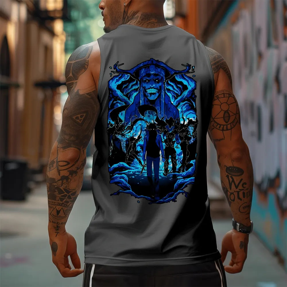 SL-Oversized Anime Print Gym Tank Top