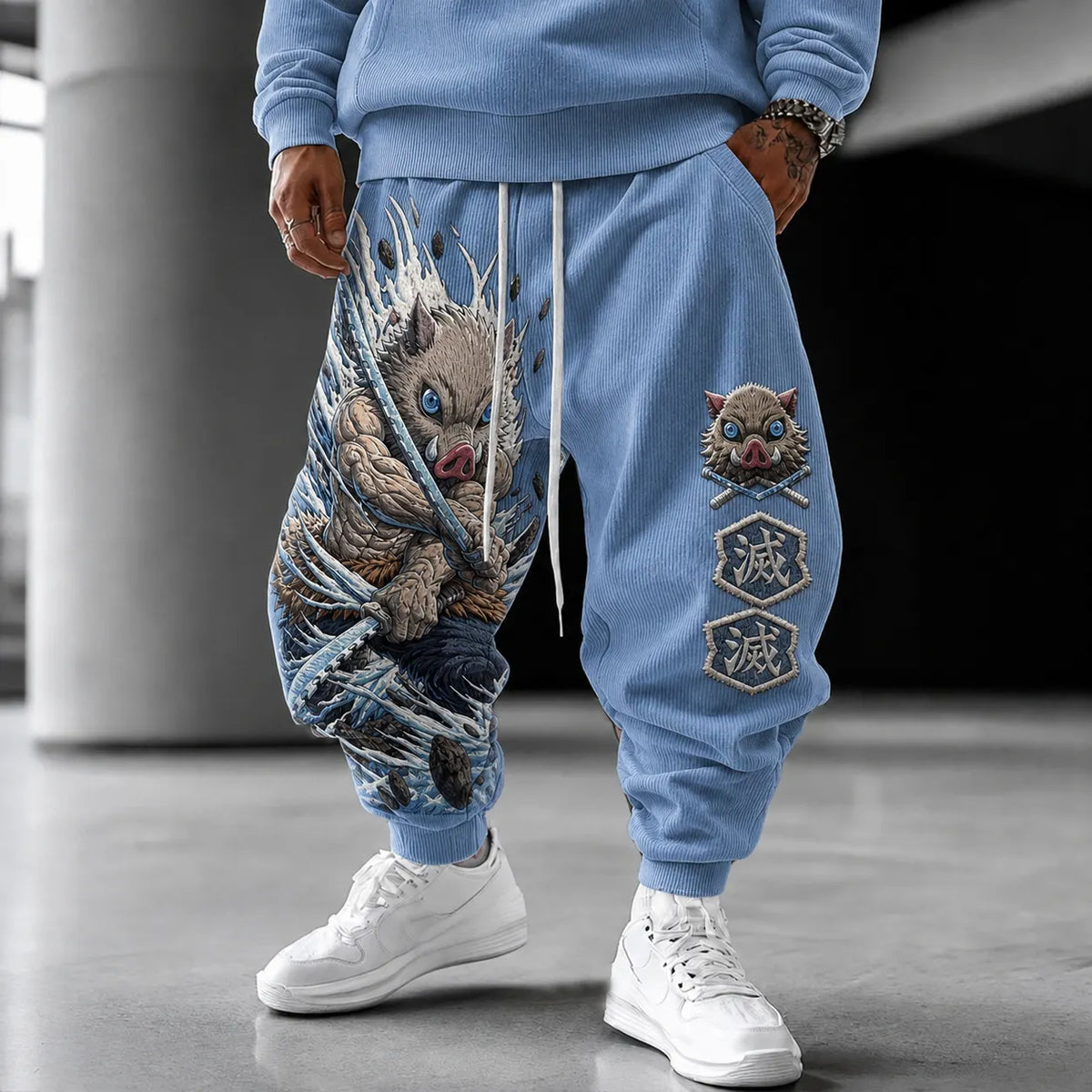 KNY Unisex Anime-print Trousers