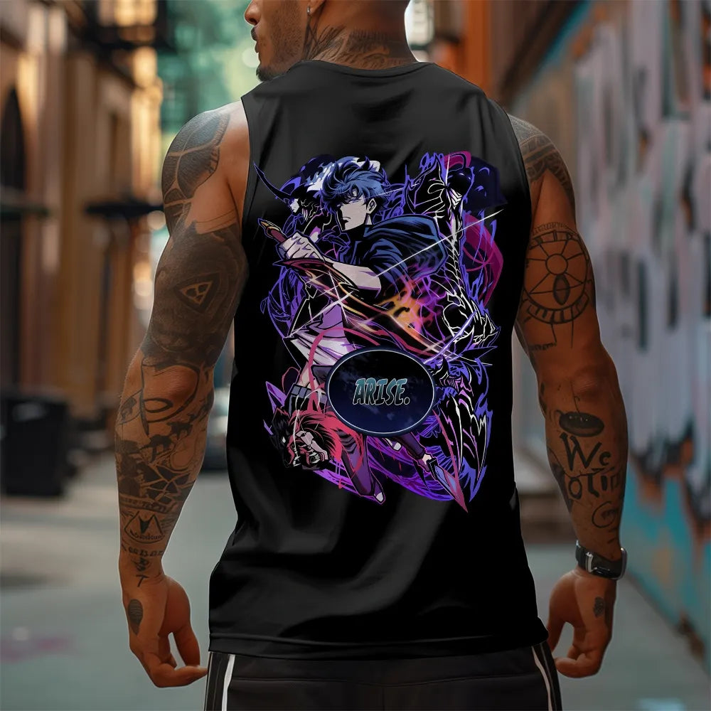 SL-Oversized Anime Print Gym Tank Top