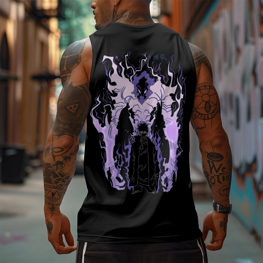 SL-Oversized Anime Print Gym Tank Top