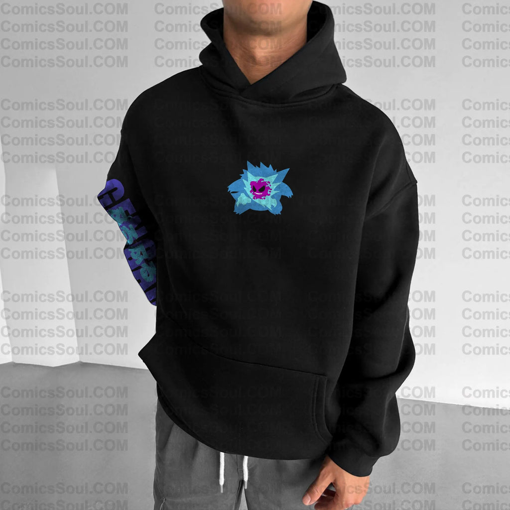 PKM-Unisex Anime Graphic Streetwear Vintage Plush Hoodie| Gengar