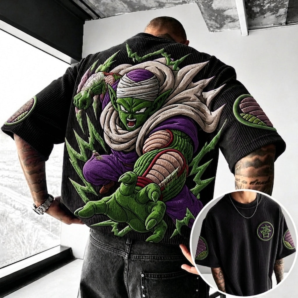 Dragon Ball Unisex Anime-Style Retro Corduroy Oversized T-Shirt