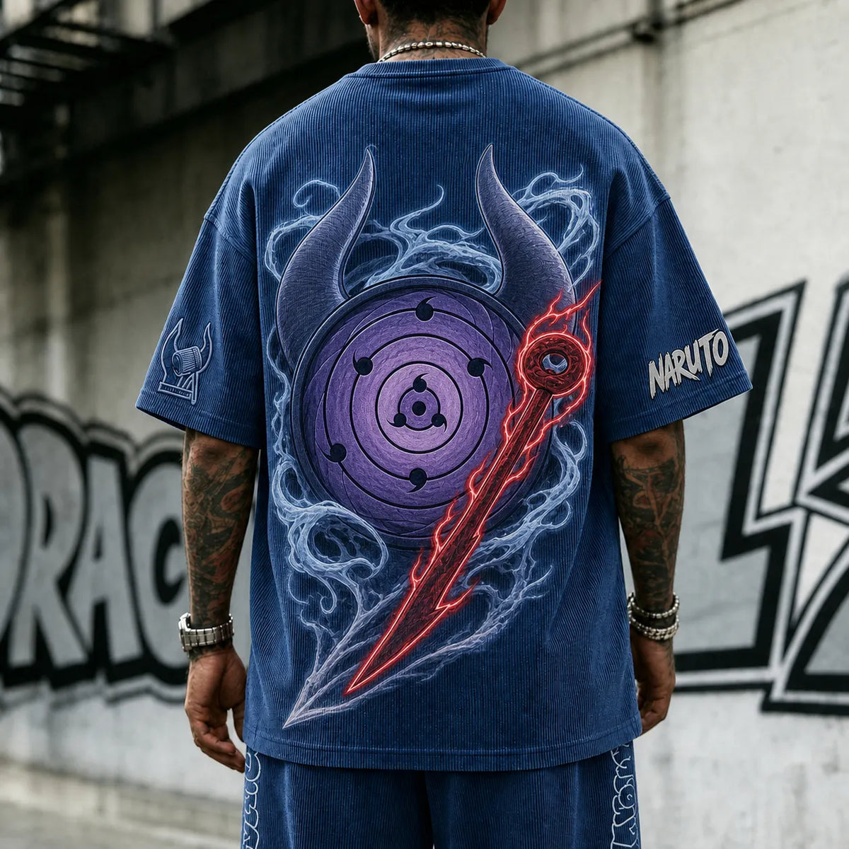NINDO Unisex Anime-Style Retro Corduroy Oversized T-Shirt
