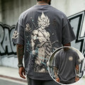 Dragon Ball Unisex Oversized Anime-Print Vertical-Stripe Short-Sleeve T-Shirt