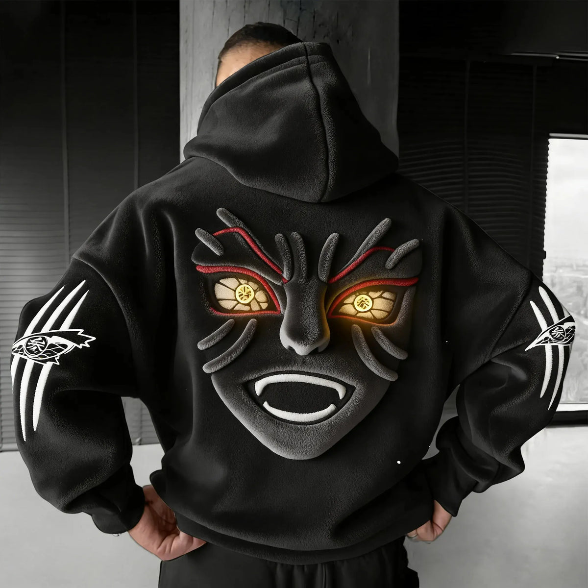 KNY Color-blocked Corduroy Hooded Sweatshirt