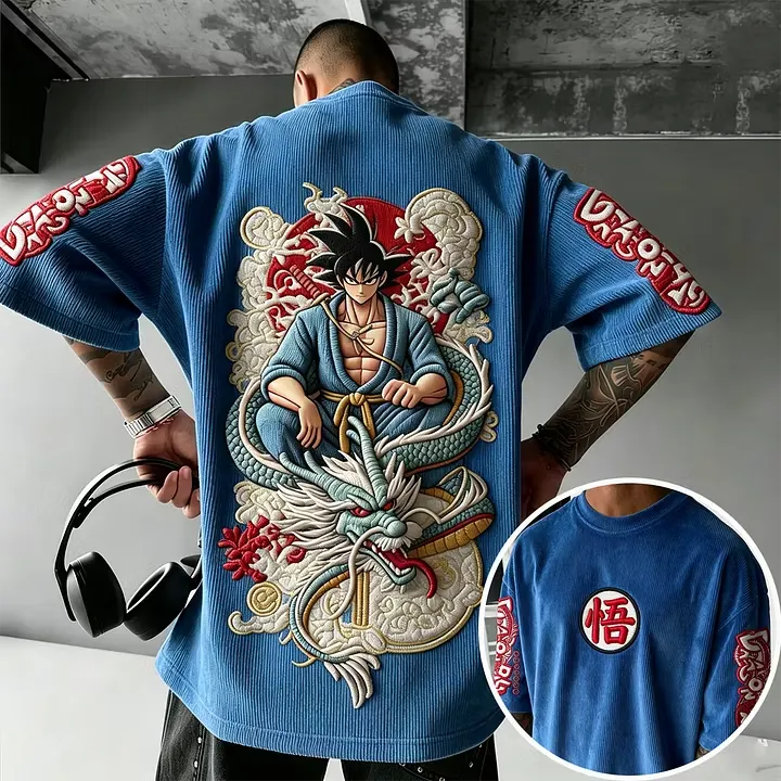 Dragon Ball Unisex Anime Inspired Vintage Corduroy T-Shirt