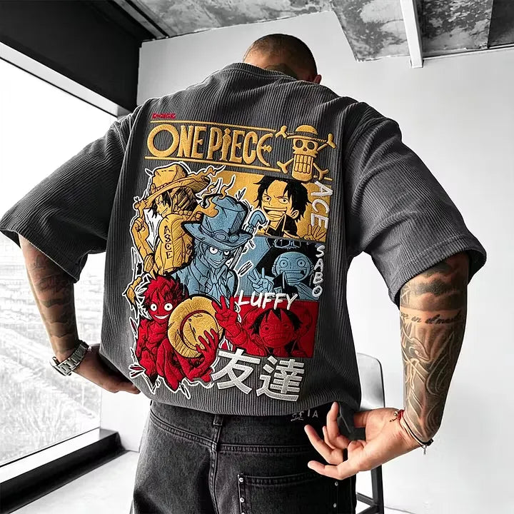 One Piece Anime Vintage Waffle Knit T-Shirt