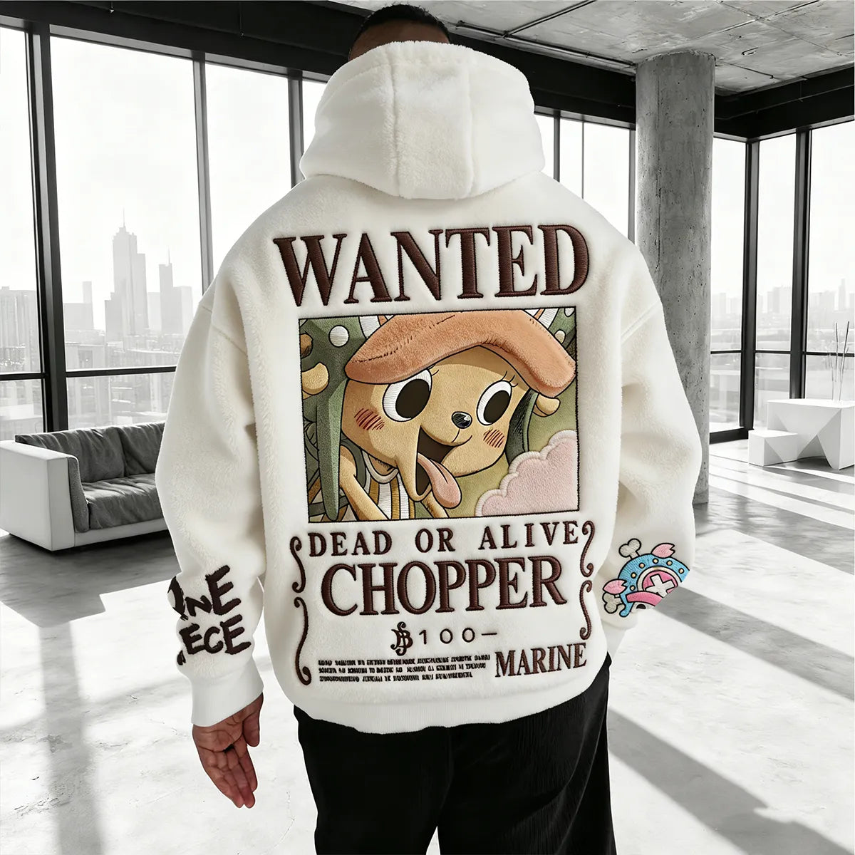 One Piece Color-blocked Plush Hoodie