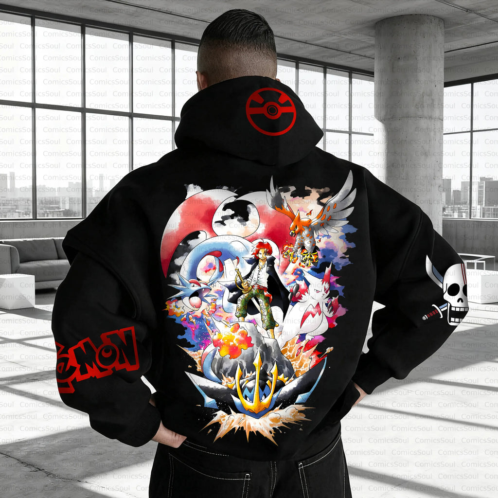 PKM-Unisex Anime Inspired Vintage Plush Hoodie