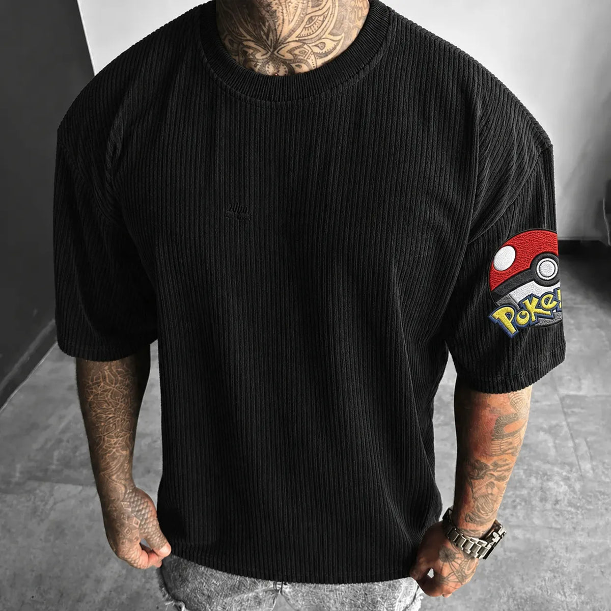 Pokémon Unisex Anime-Style Retro Corduroy Oversized T-Shirt