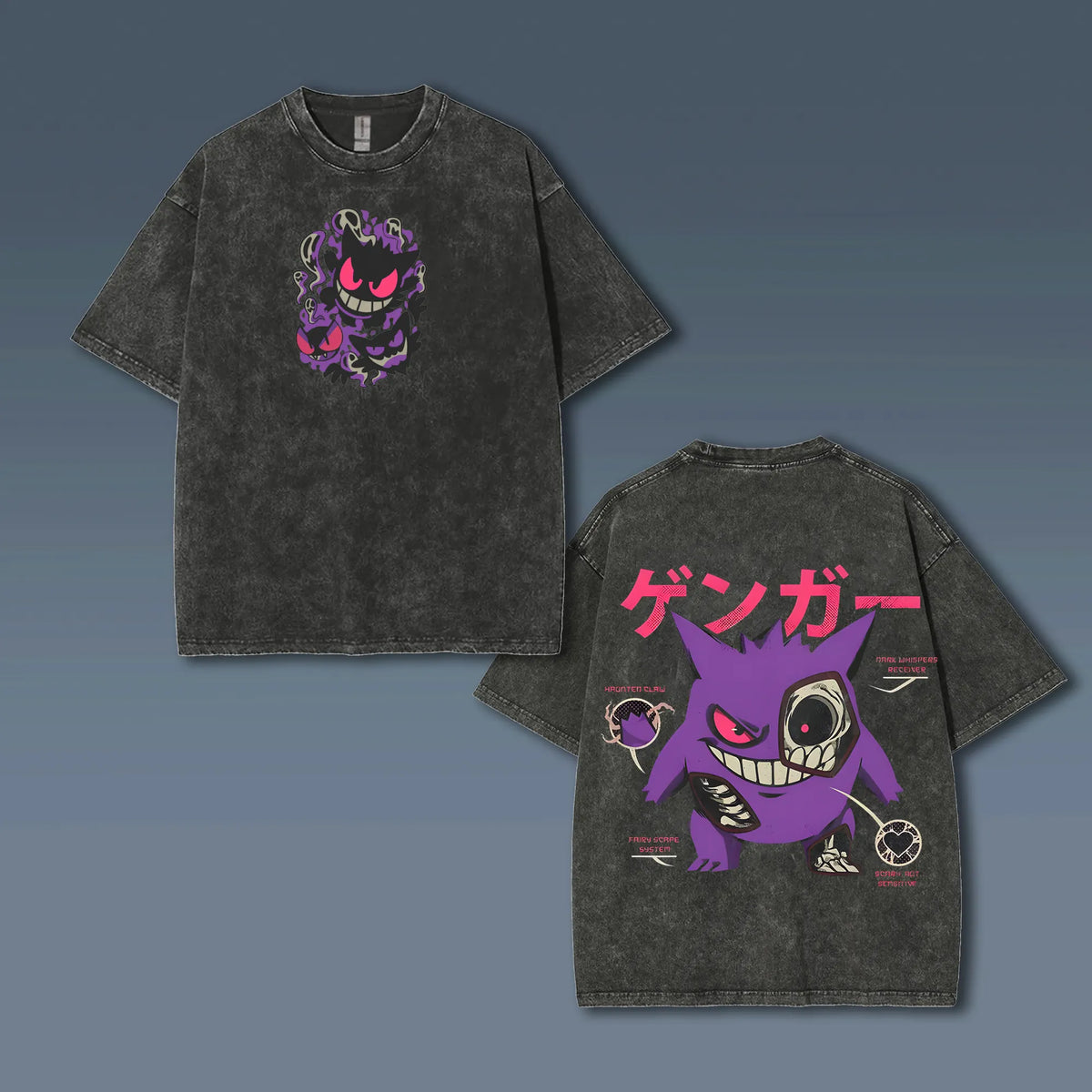 PKM-Unisex Anime Style Vintage Washed T-Shirt