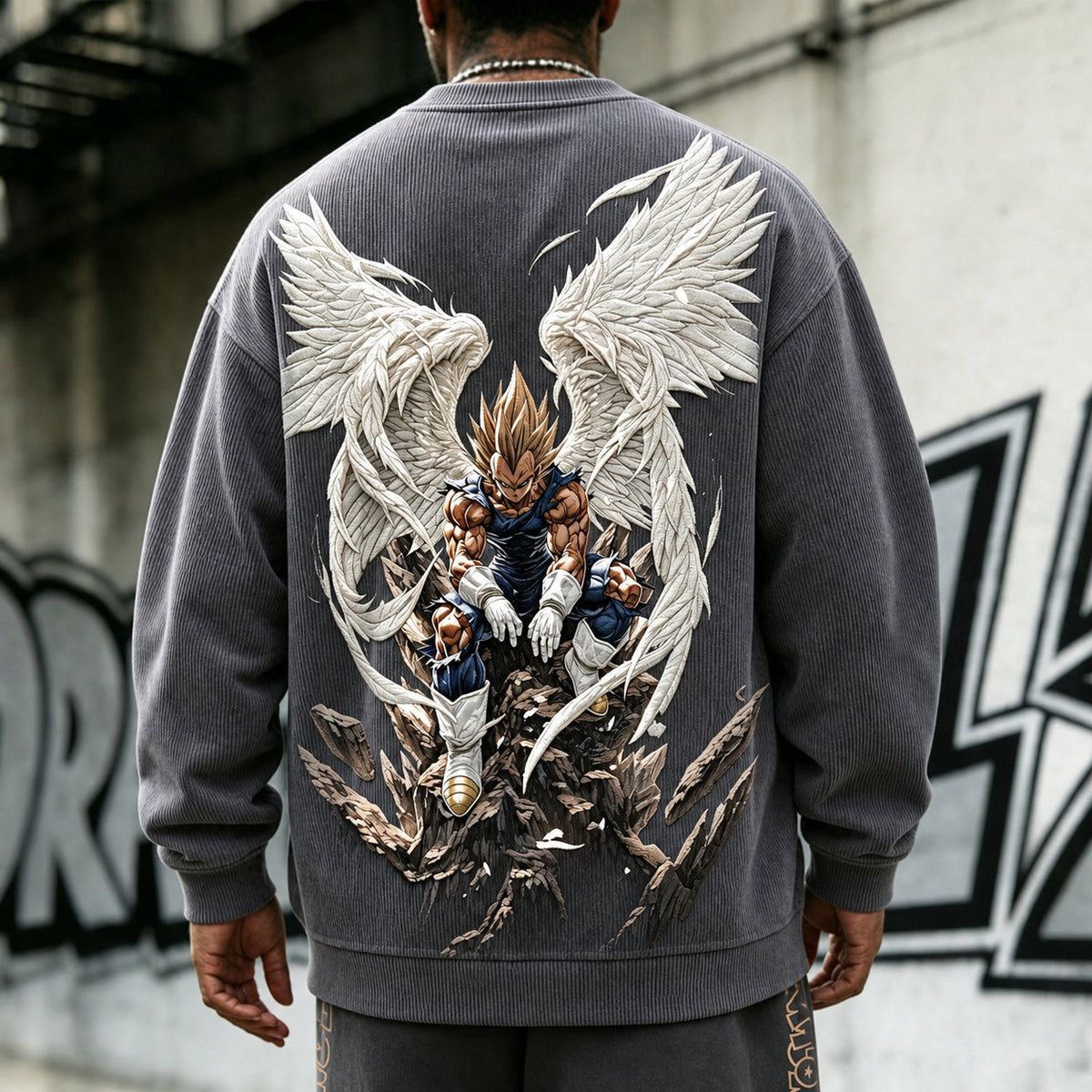 Dragon Ball Unisex Retro Corduroy Sweatshirt In Anime Style