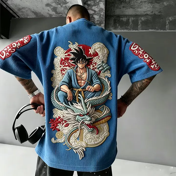 Dragon Ball Unisex Anime Inspired Vintage Corduroy T-Shirt