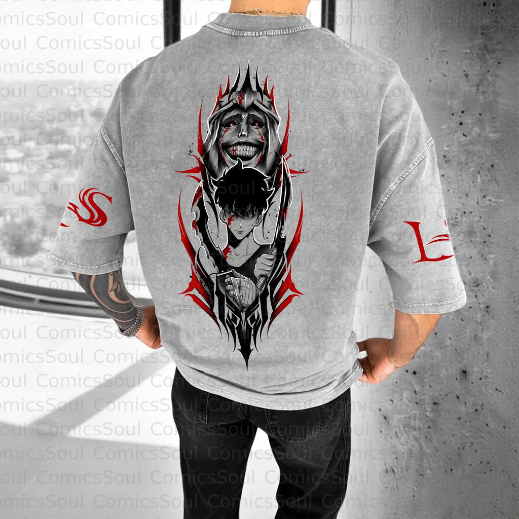 SL-Unisex Anime Inspired Vintage Washed T-Shirt