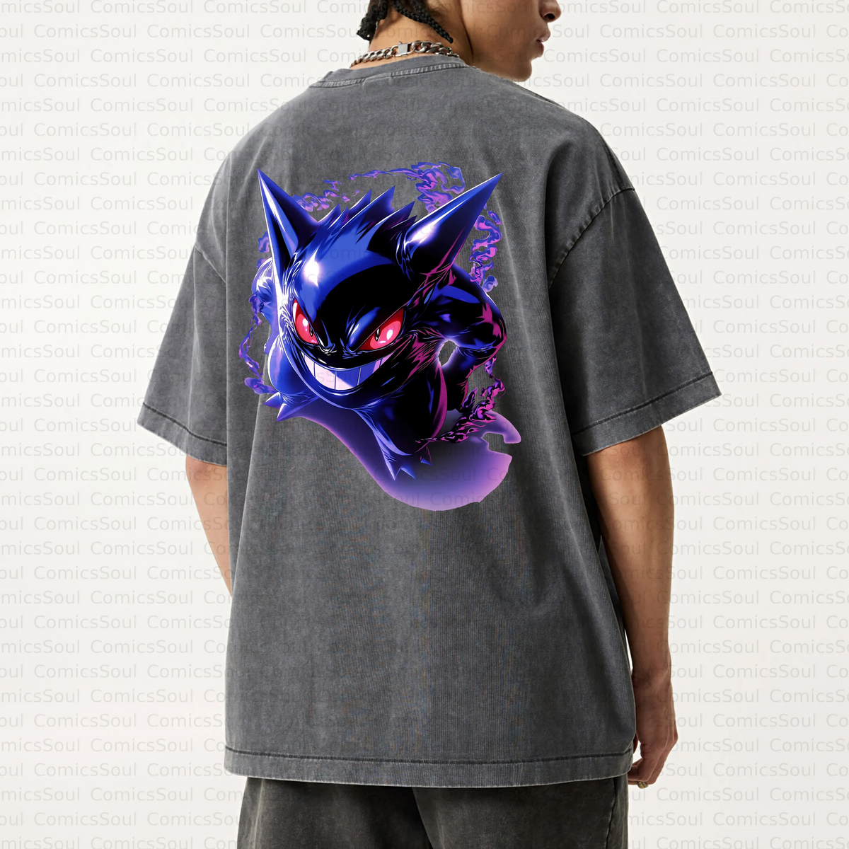 PKM-Unisex Anime Inspired Vintage Washed T-Shirt