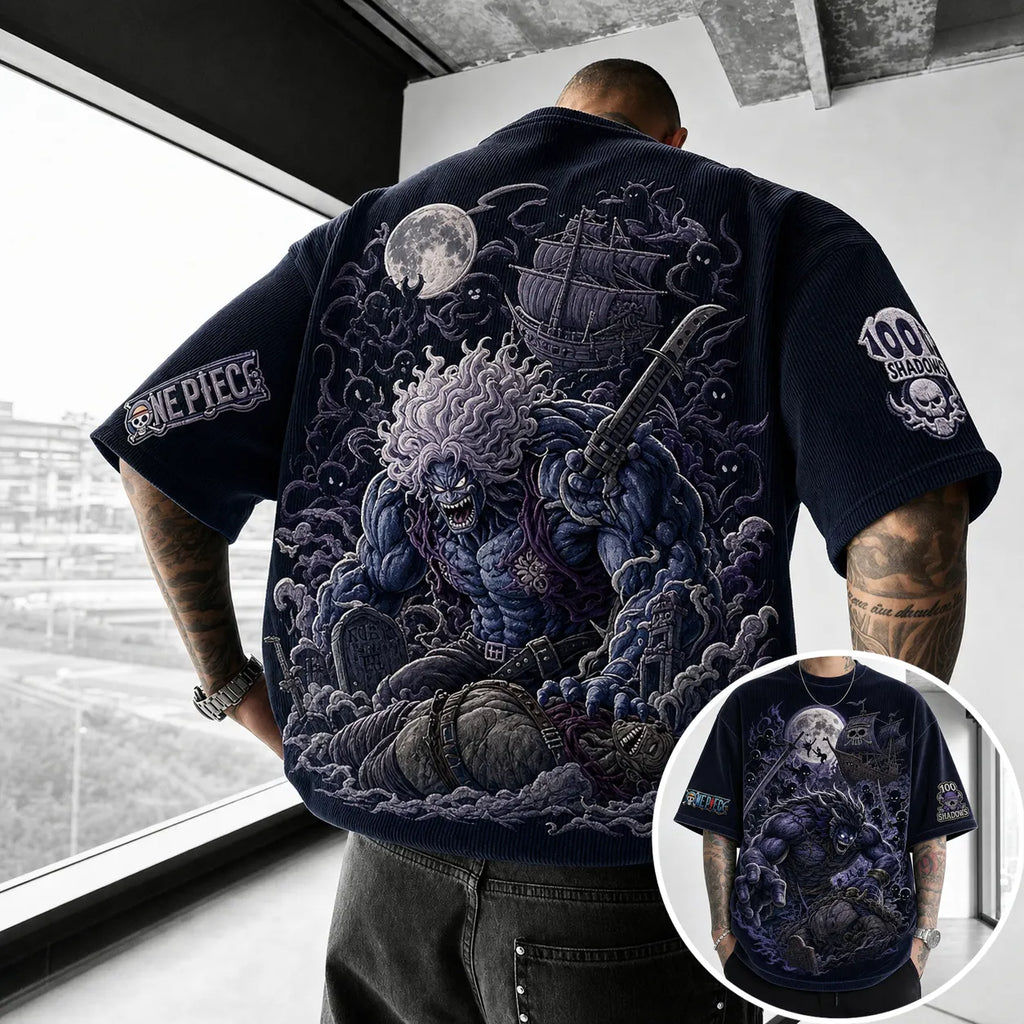 One Piece Unisex Short-Sleeve Corduroy T-Shirt With Anime Print
