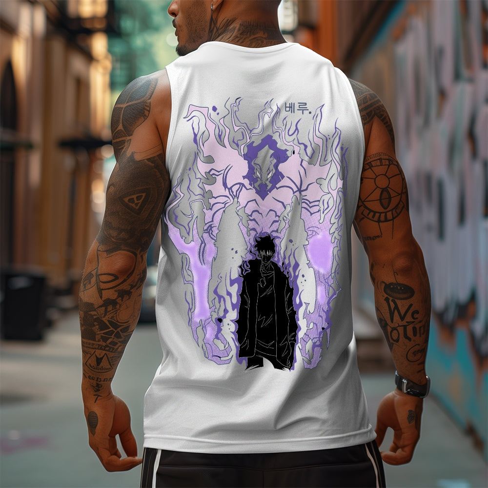 SL-Oversized Anime Print Gym Tank Top