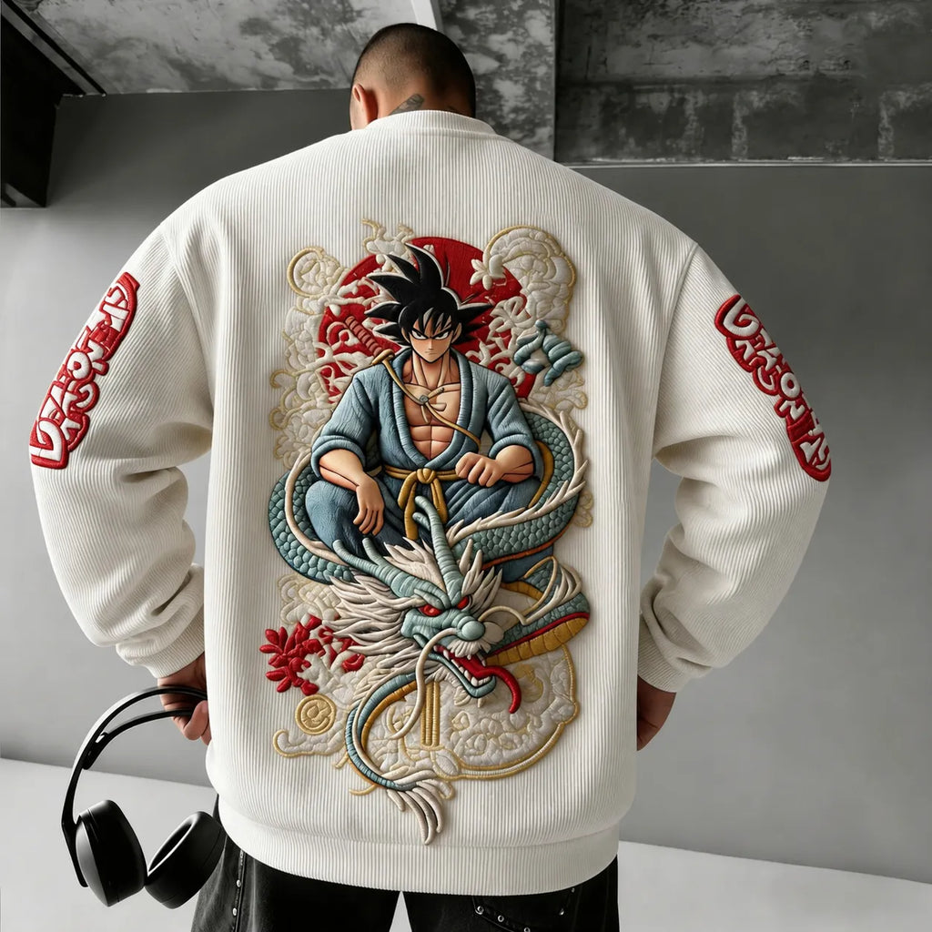 Dragon Ball Unisex Retro Corduroy Sweatshirt In Anime Style