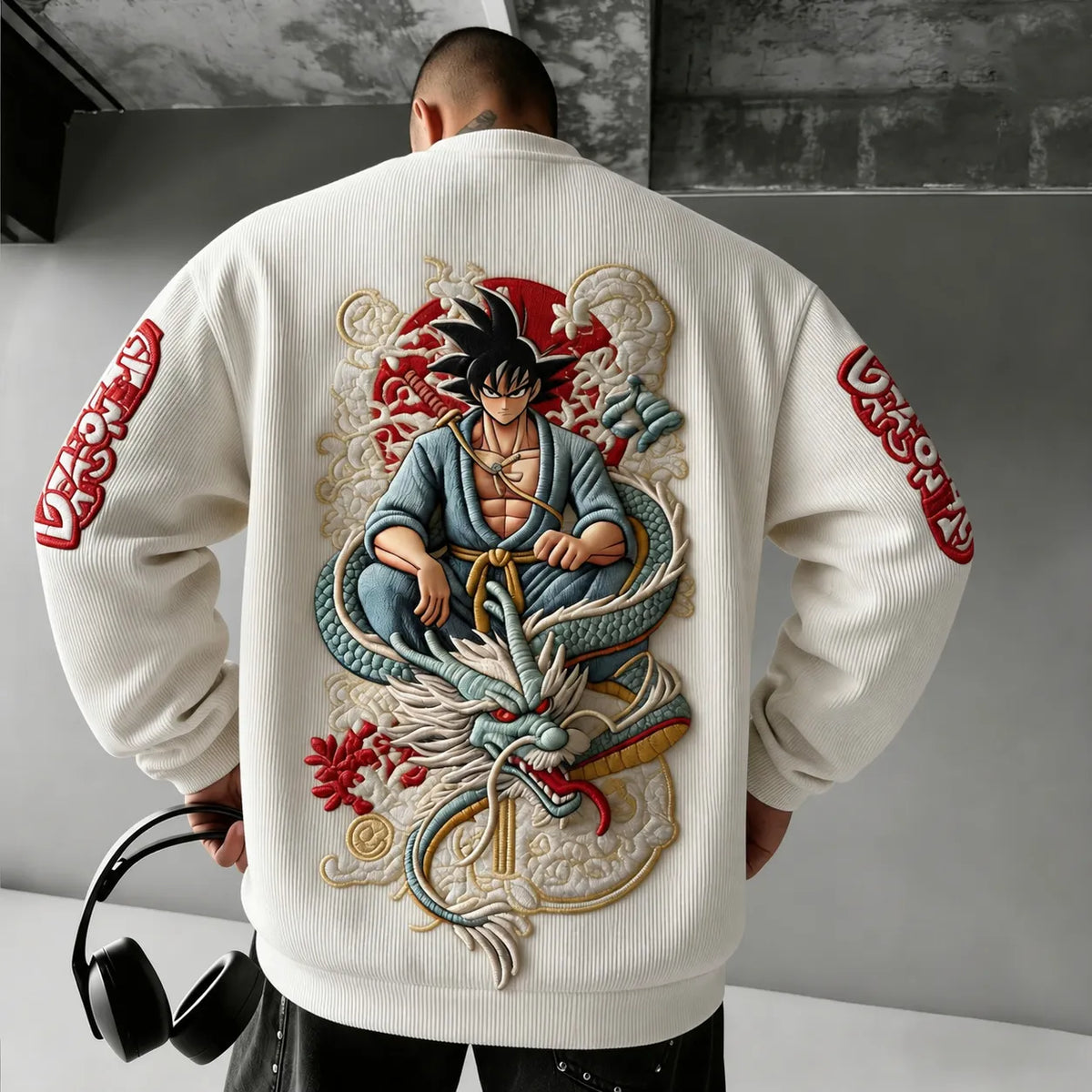Dragon Ball Unisex Retro Corduroy Sweatshirt In Anime Style