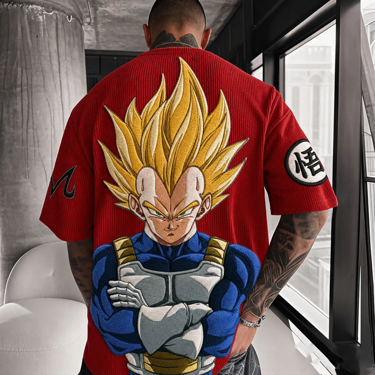 Dragon Ball Unisex Anime-Style Retro Corduroy Oversized T-Shirt