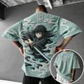 KNY Unisex Anime-Style Retro Corduroy Oversized T-Shirt