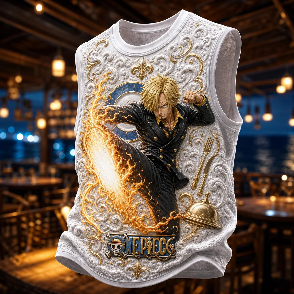 One Piece Pirate Crew Graphic Crew-Neck Tank Top