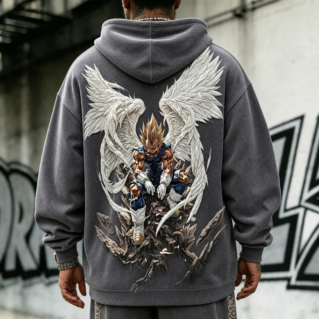 Dragon Ball Unisex Retro Corduroy Hoodie With Anime-style Graphics