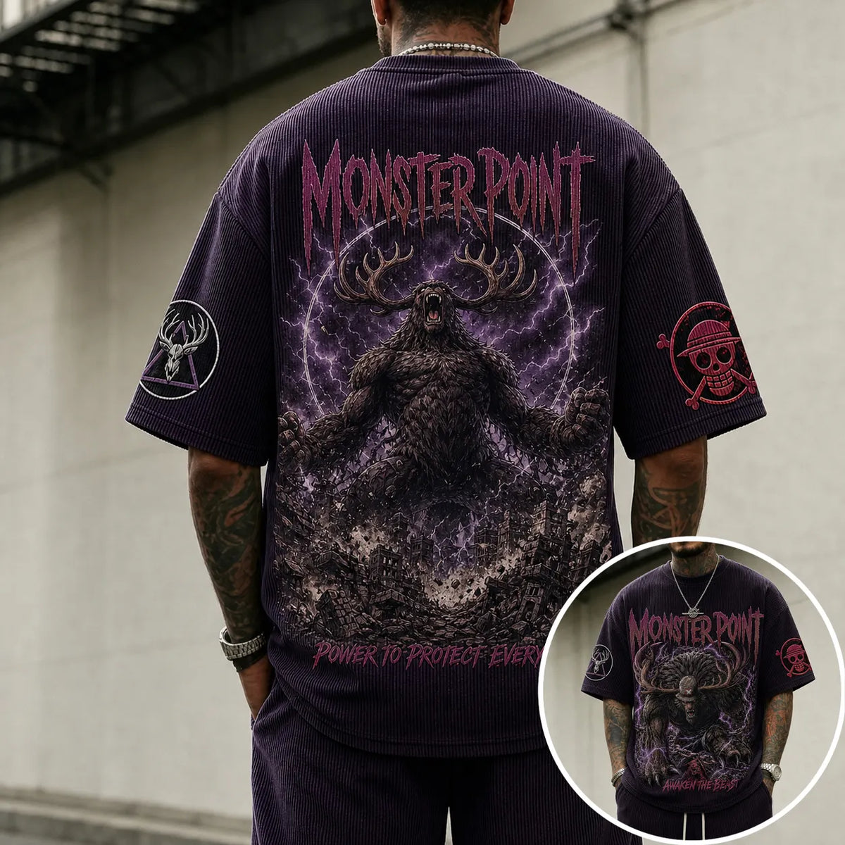 One Piece Unisex Short-Sleeve Corduroy T-Shirt With Anime Print