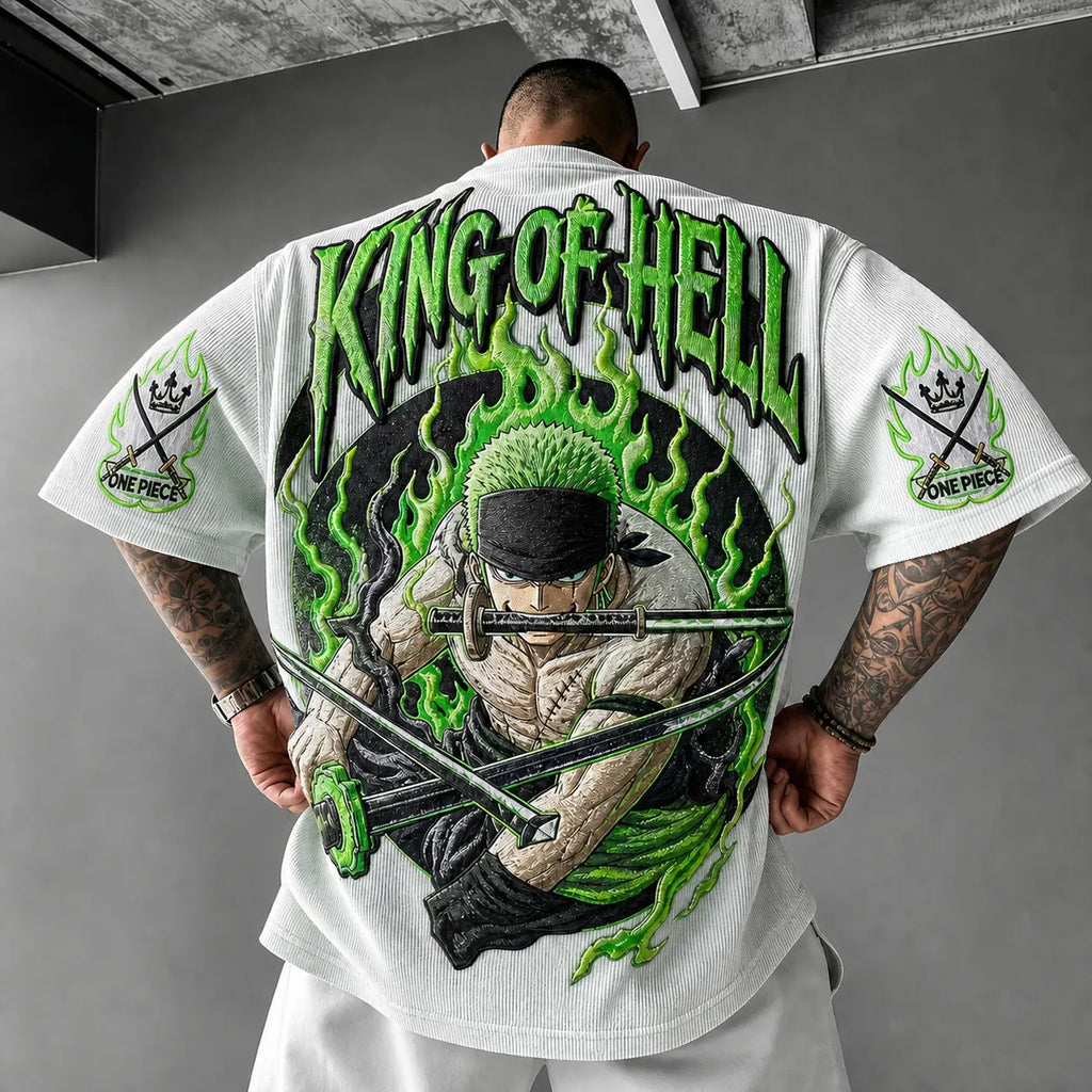 One Piece Unisex Short-Sleeve Corduroy T-Shirt With Anime Print