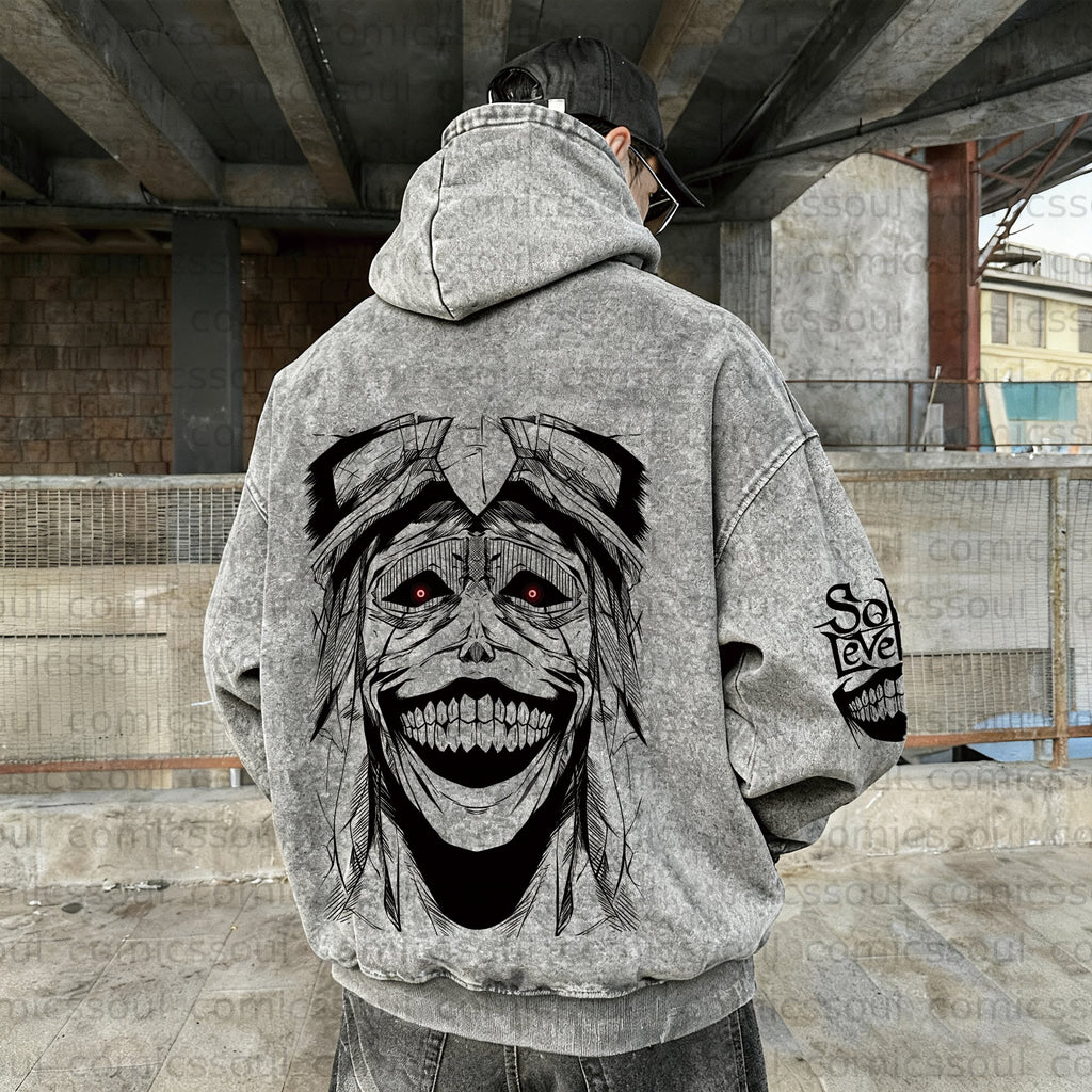 SL-Unisex  Anime Graphic Water wash Streetwear Vintage Hoodie