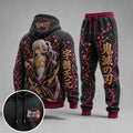KNY Vintage Anime Print Long Sleeve Drawstring Tracksuit Hoodie Set