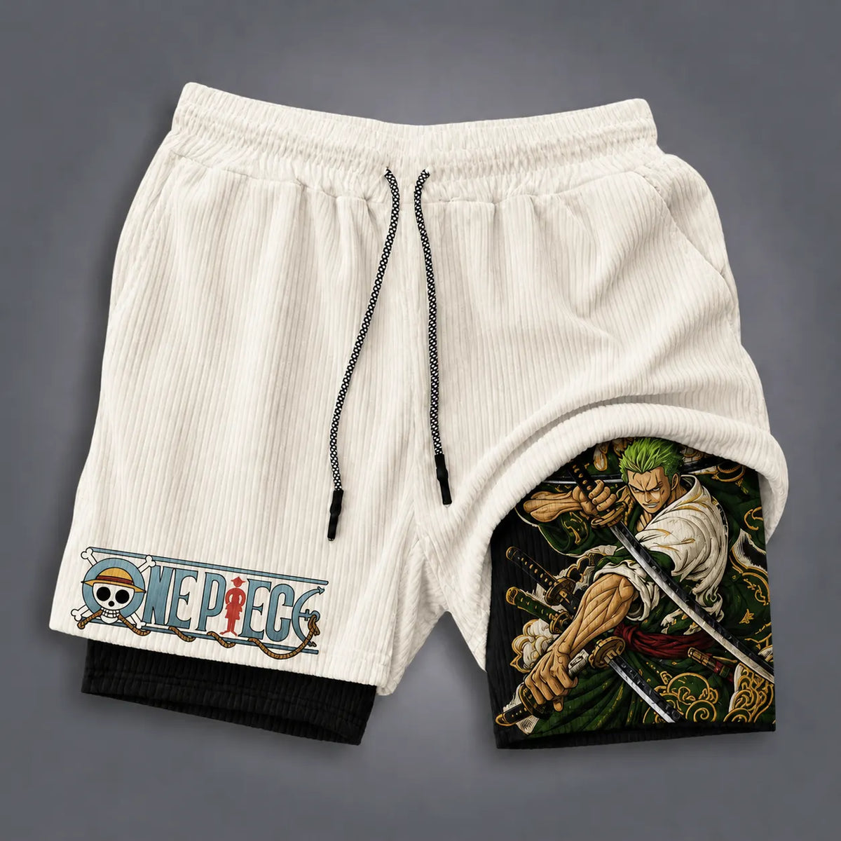 One Piece Unisex Double-layer Shorts With Anime Print