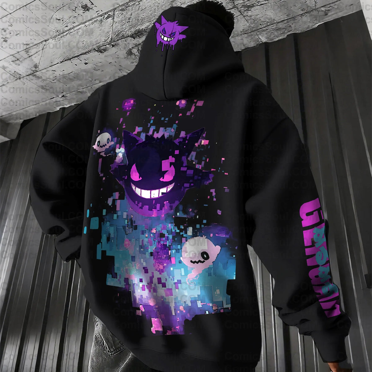 PKM-Unisex Anime Graphic Streetwear Vintage Plush Hoodie| Gengar