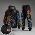 KNY Vintage Anime Print Long Sleeve Drawstring Tracksuit Hoodie Set