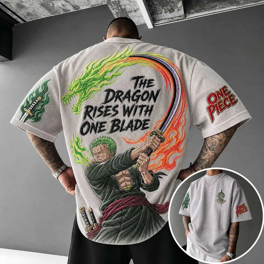 One Piece Unisex Short-Sleeve Corduroy T-Shirt With Anime Print