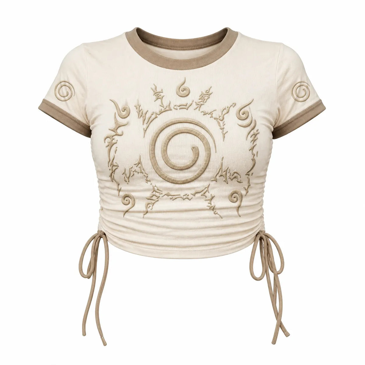 NINDO Women's Slim-Fit Short-Sleeve T-Shirt With Anime Print And Side Drawstrings