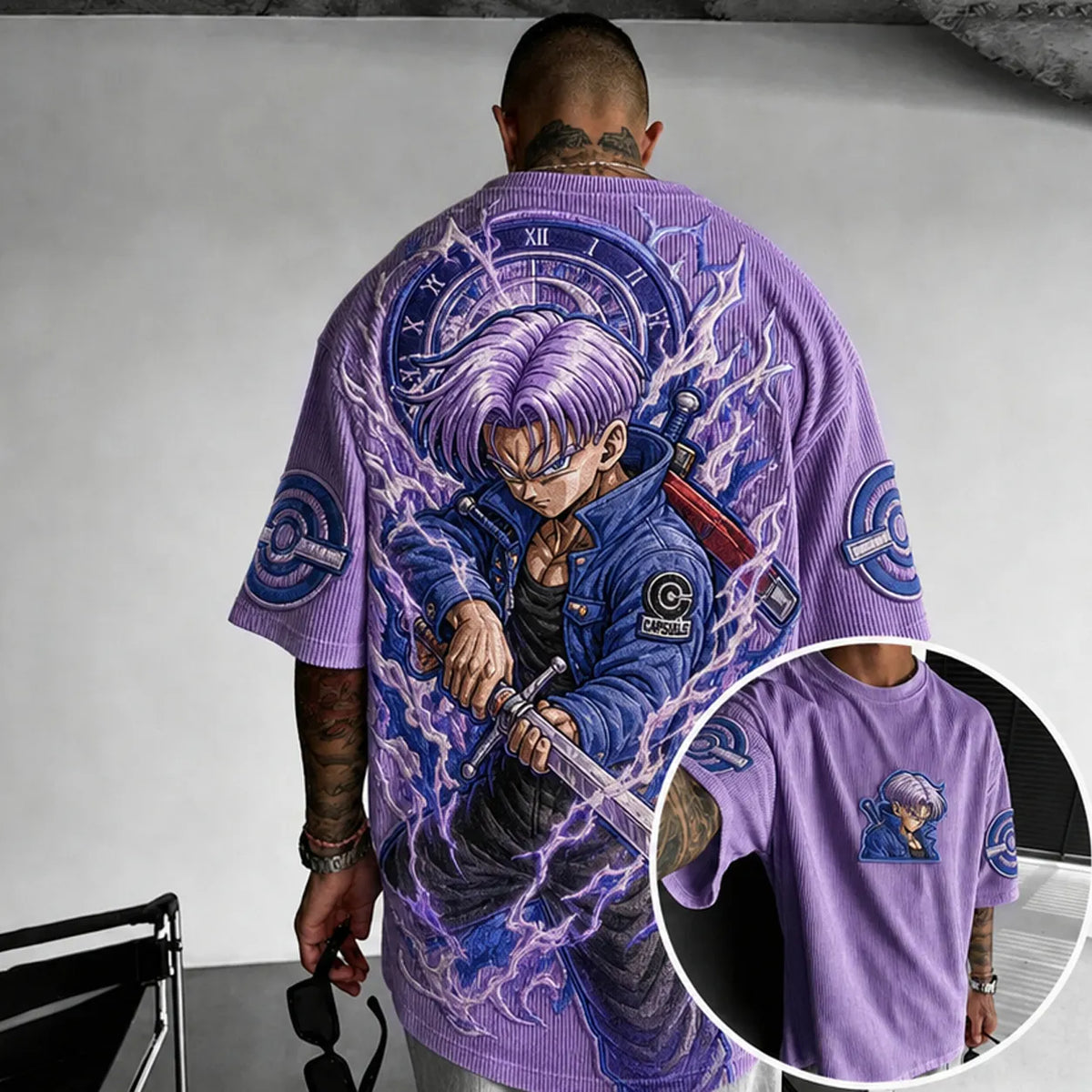 Dragon Ball Unisex Anime-Style Retro Corduroy Oversized T-Shirt