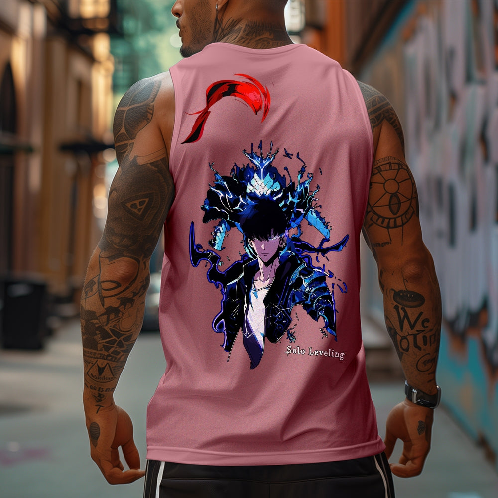 SL-Oversized Anime Print Gym Tank Top