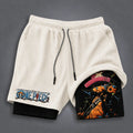 One Piece Unisex Double-layer Shorts With Anime Print