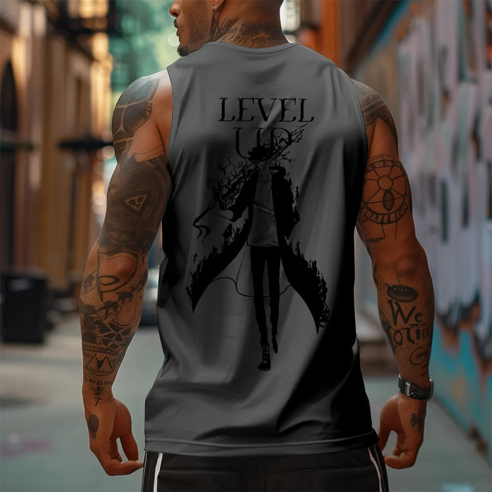 SL-Oversized Anime Print Gym Tank Top