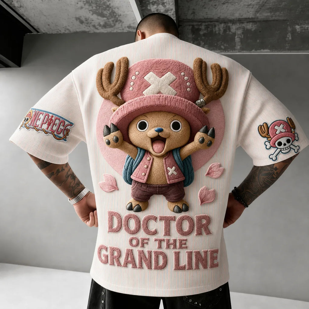 One Piece Unisex Short-Sleeve Corduroy T-Shirt With Anime Print