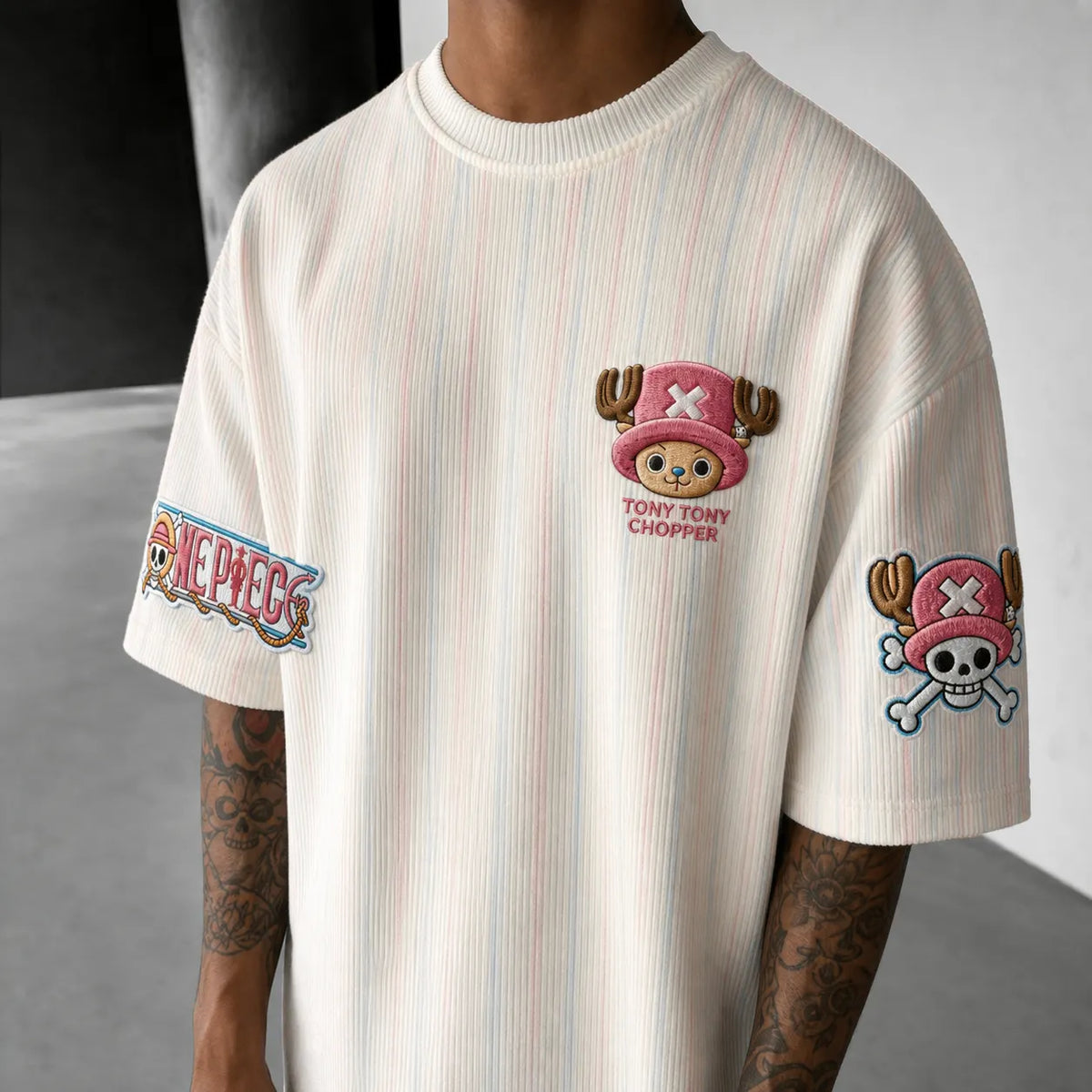 One Piece Unisex Short-Sleeve Corduroy T-Shirt With Anime Print